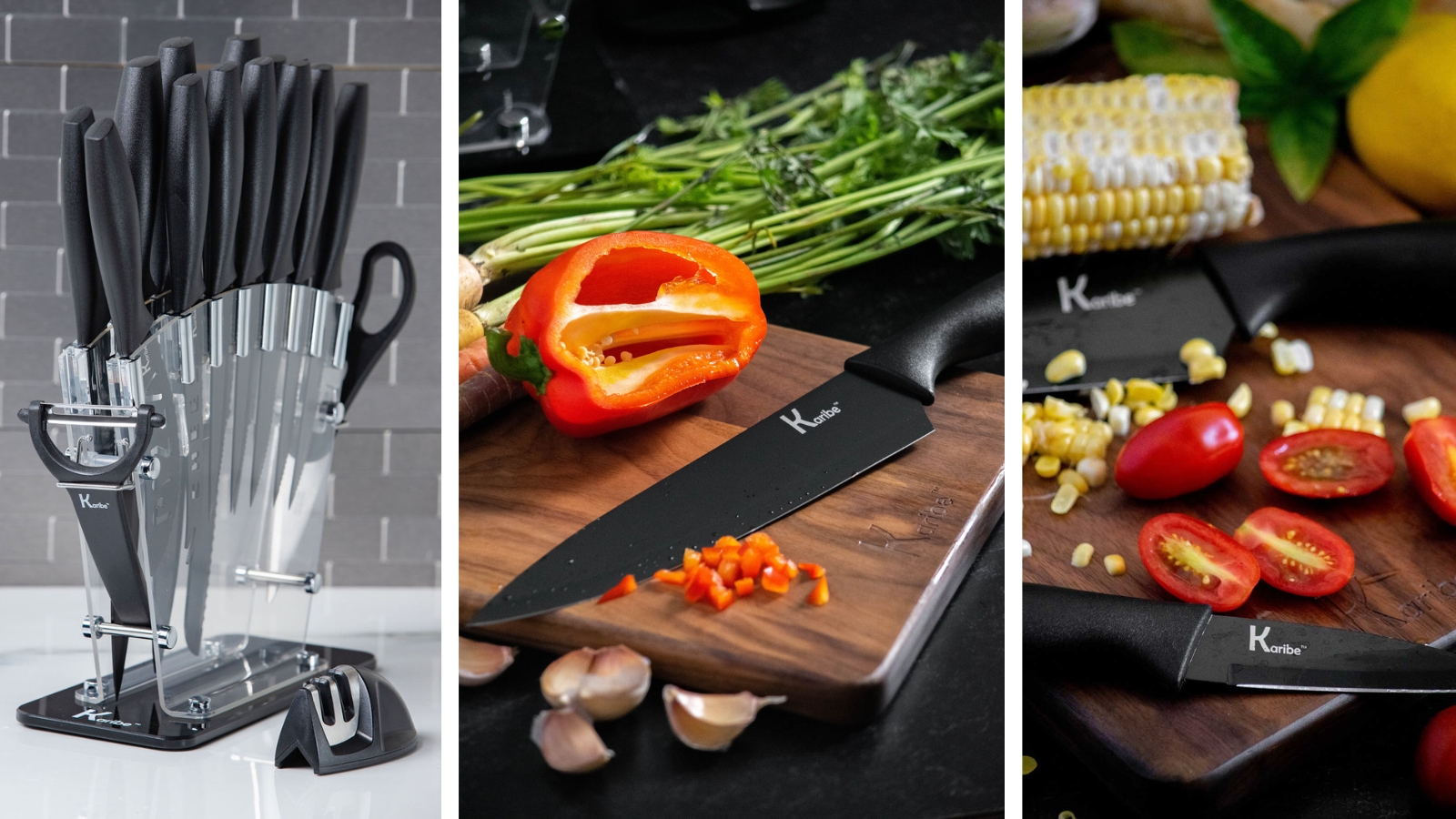 image of stainless steel kitchen knives set cooking tools