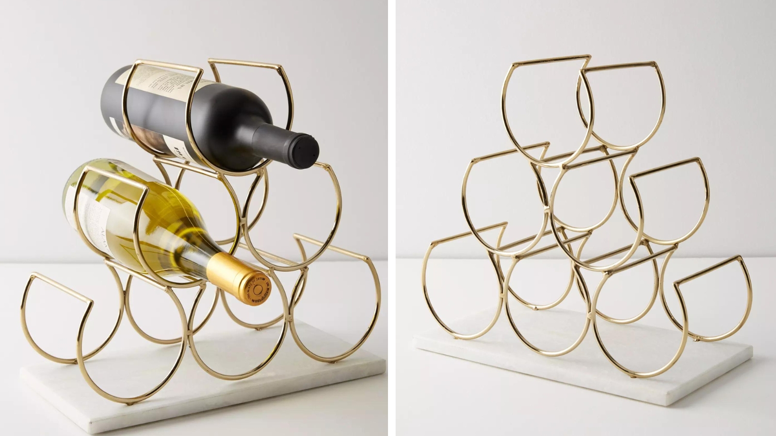 bronze wine holder with a white marble base