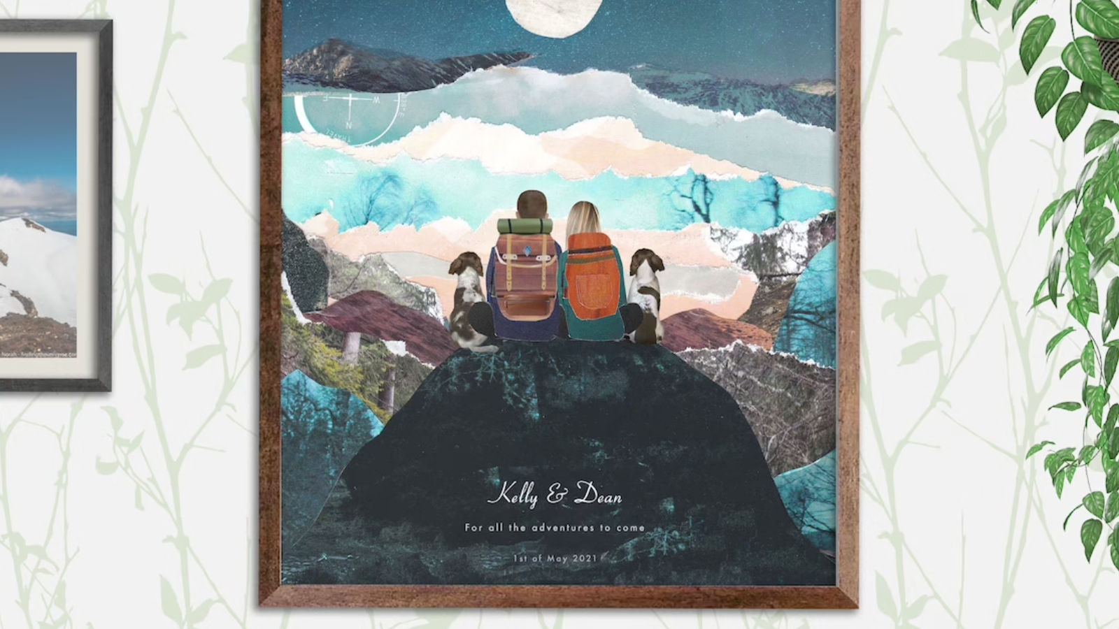 personalized couple's print featuring their names, wedding date, and pet