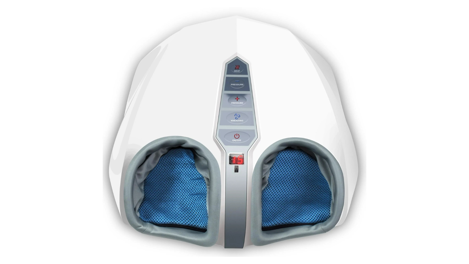 shiatsu-delivering foot massage machine with chambers for the bottom and sides of the feet
