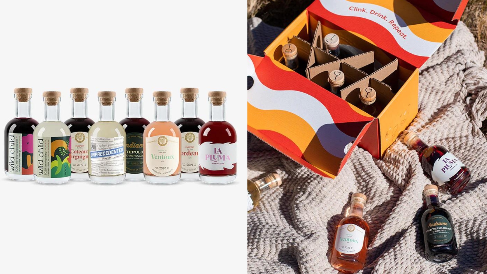 eight bottles of unique and intriguing wine, each at 187mL